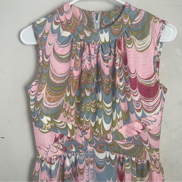 Vintage Leslie Fay Original 60’s 70’s Psychadelic Watercolor Maxi Dress Size 12 - Picture 2 of 9
